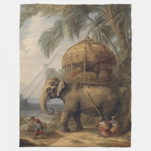 Vintage olifant howdah botanische illustratie kuns fleece deken