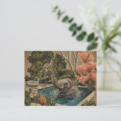 Vintage olifant in het zwembad briefkaart (Staand voorkant)