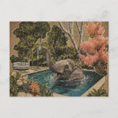 Vintage olifant in het zwembad briefkaart (Voorkant)