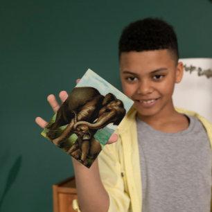 Vintage olifant koe met haar kalf briefkaart