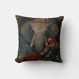 Vintage Olifant & Papegaai Botanische Worpkussen | Kussen