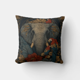 Vintage Olifant & Papegaai Botanische Worpkussen | Kussen