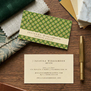 Vintage Olijf Geometrische Tegels Interieur Ontwer Visitekaartje