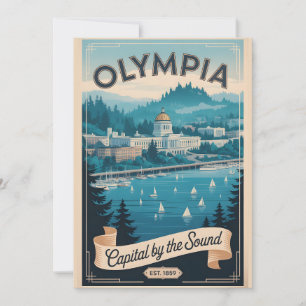 Vintage Olympia Washington Retro Reisposter Feestdagenkaart
