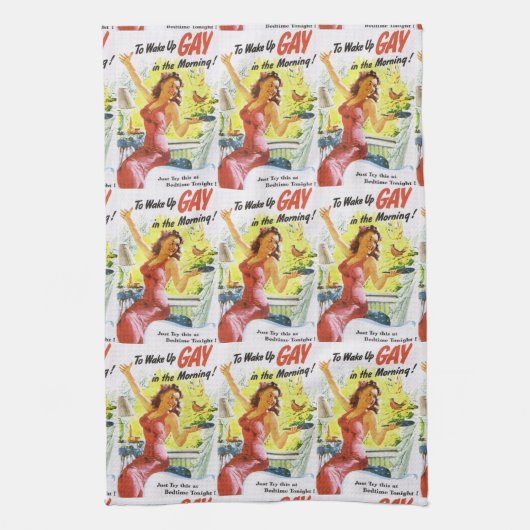 Vintage "om de gay op te wekken" theedoek (Verticaal)