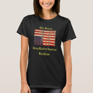 Vintage omgekeerde Amerikaanse vlag versleten T-shirt