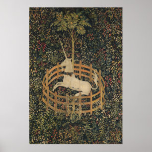 Vintage omheind in Unicorn Painting (1505) Poster