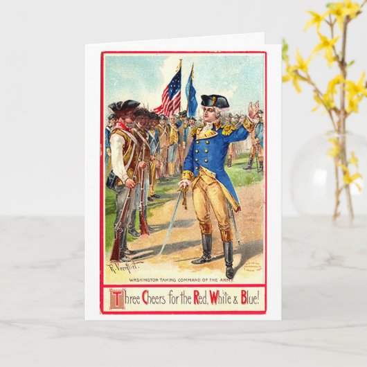 Vintage Onafhankelijkheid Dag Washington Kaart (Gele Bloem)