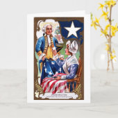 Vintage Onafhankelijkheid Dag Washington & Vlag Kaart (Gele Bloem)