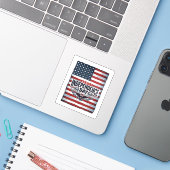 Vintage Onafhankelijkheidsdag Vlag Shirt Sticker (Laptop met iPhone)