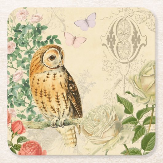 Vintage onderzetter met mooie rozen (Voorkant)