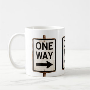 Vintage ONE WAY roestig straatbord Koffiemok