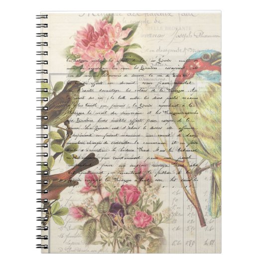 Vintage ontkoppelde vogel Botanische aardkorrel Notitieboek (Voorkant)