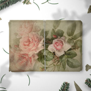 Vintage ontkoppelen Floral roze roze roodroze blad Tissuepapier