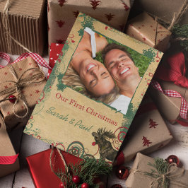 Vintage ontneemt ons eerste Briefkaart met kerstfo