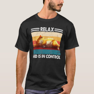 Vintage Ontspan God Is In Controle Schattige Kat T-shirt