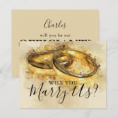 Vintage Onze Officiant | Trouwringen Trouwen Ons Kaart (Voorkant / Achterkant)