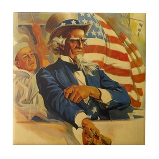 Vintage oom Sam Navy-verloskundige Patriotic Tile Tegeltje (Voorkant)