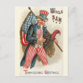 Vintage Oom Sam Thanksgiving Greetings Briefkaart