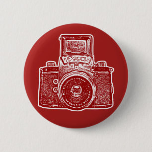 Vintage Oostduitse Kastanjebruine Camera II - Ronde Button 5,7 Cm