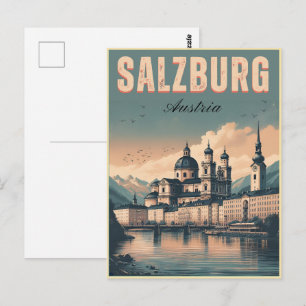 Vintage Oostenrijk hoofdstad salzburg skyline Briefkaart