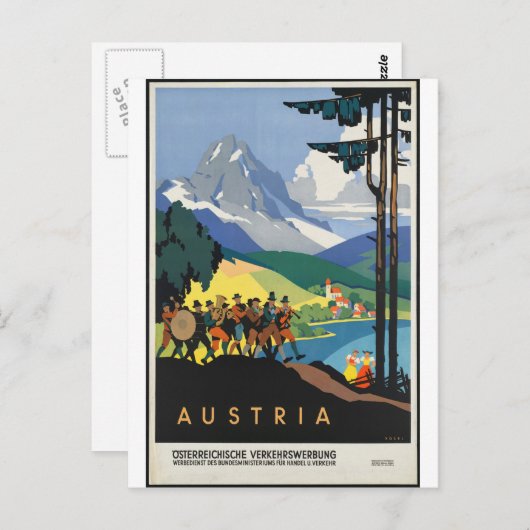 Vintage - Oostenrijk reisposter Briefkaart (Voorkant / Achterkant)