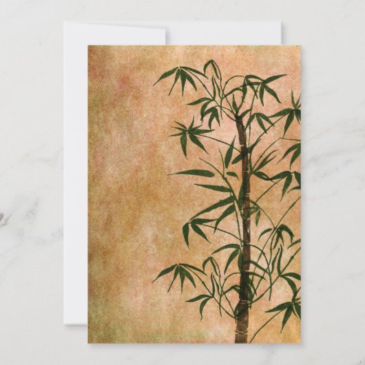 Vintage oosterse bamboe 3 bruiloft kaart (Achterkant)