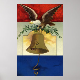 Vintage op 4 juli met Eagle en Liberty Bell Poster