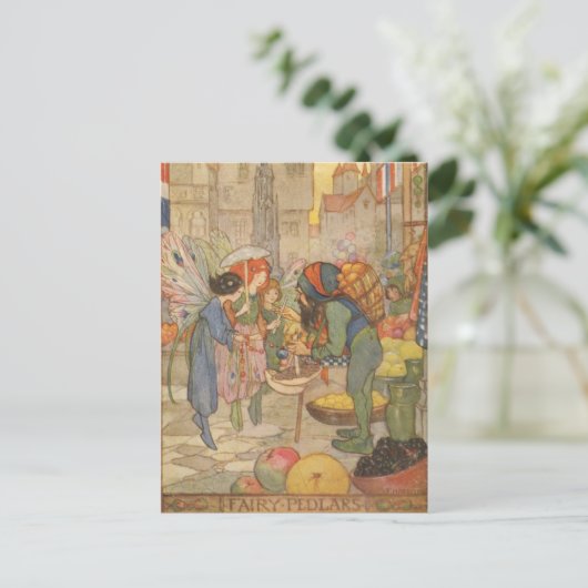 Vintage - op de zuivelmarkt, briefkaart (Staand voorkant)