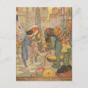 Vintage - op de zuivelmarkt, briefkaart