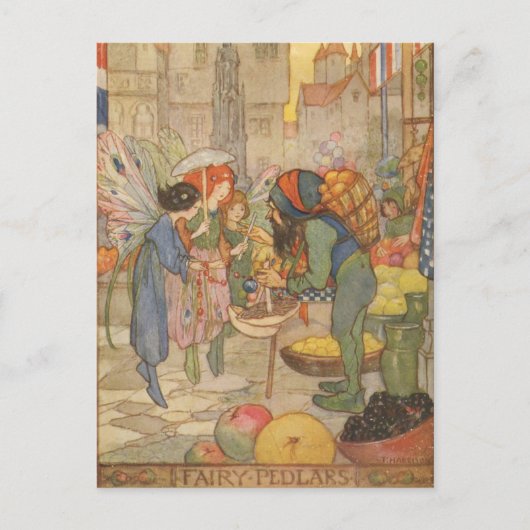 Vintage - op de zuivelmarkt, briefkaart (Voorkant)