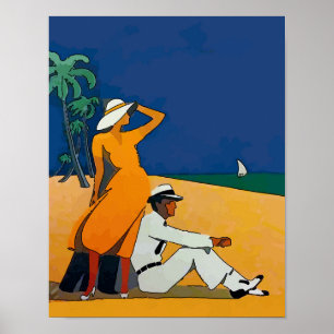 Vintage op het strand poster