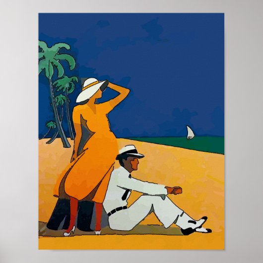 Vintage op het strand poster (Voorkant)