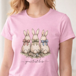 Vintage op maat gemaakte bloemkonijnen strikken t-shirt
