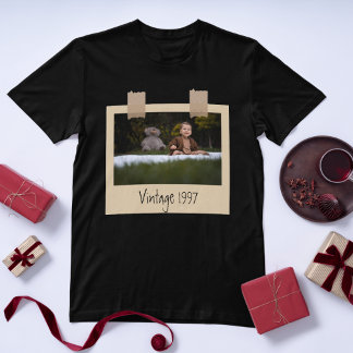 Vintage op maat gemaakte foto- en jaargedachtenisp t-shirt