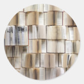 Vintage Open Boeken Boeken Pagina's Ronde Sticker (Voorkant)