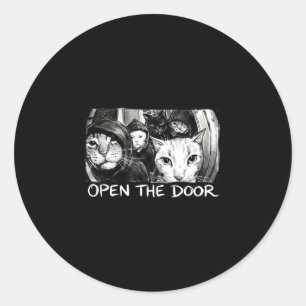 Vintage open de deur grappige meme bende sarcastis ronde sticker