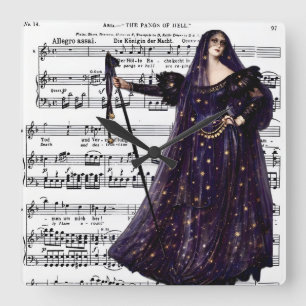 Vintage Opera Gotische Koningin van de Nacht Kunst Vierkante Klok