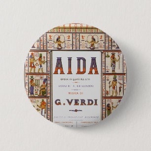 Vintage operamuziek, Egyptische Aida van Verdi Ronde Button 5,7 Cm