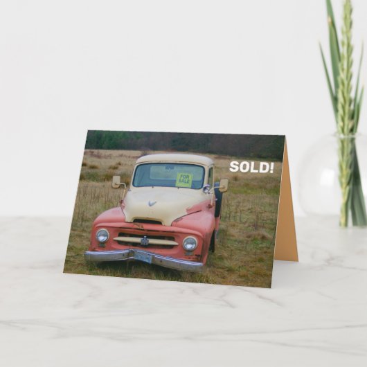 Vintage ophalen te koop, gelukswensen kaart (Voorkant)