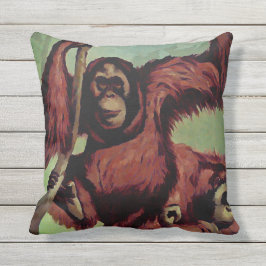 Vintage orang-oetans in een boom buitenkussen