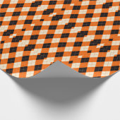 Vintage Orange Black Argyle Pattern Cadeaupapier (Hoek)