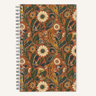 Vintage Orange Floral Lined Journal – Retro Flower Notitieboek