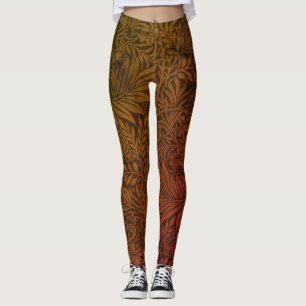 Vintage Oranje Bloem Larkspur Botanisch Patroon Leggings