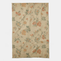 Vintage Oranje-Bruin en Saliegroen Bloemendesign