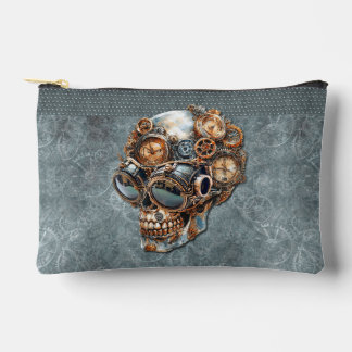 Vintage Oranje en Tealgrijze Steampunk Schedel Etui