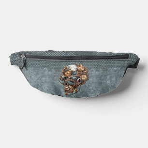 Vintage Oranje en Tealgrijze Steampunk Schedel Heuptasje