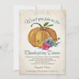 Vintage Oranje pompoen Thanksgiving Kaart