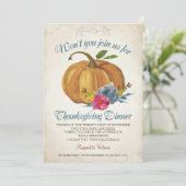 Vintage Oranje pompoen Thanksgiving Kaart (Staand voorkant)