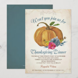 Vintage Oranje pompoen Thanksgiving Kaart